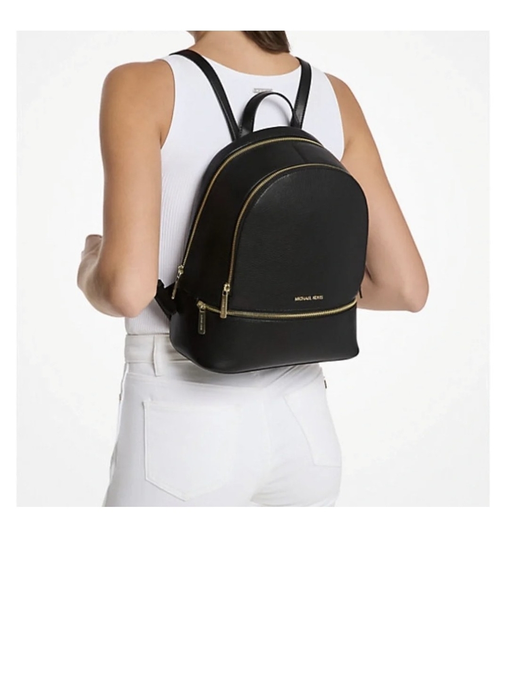 MICHAEL Michael Kors Black Backpack with Gold Details